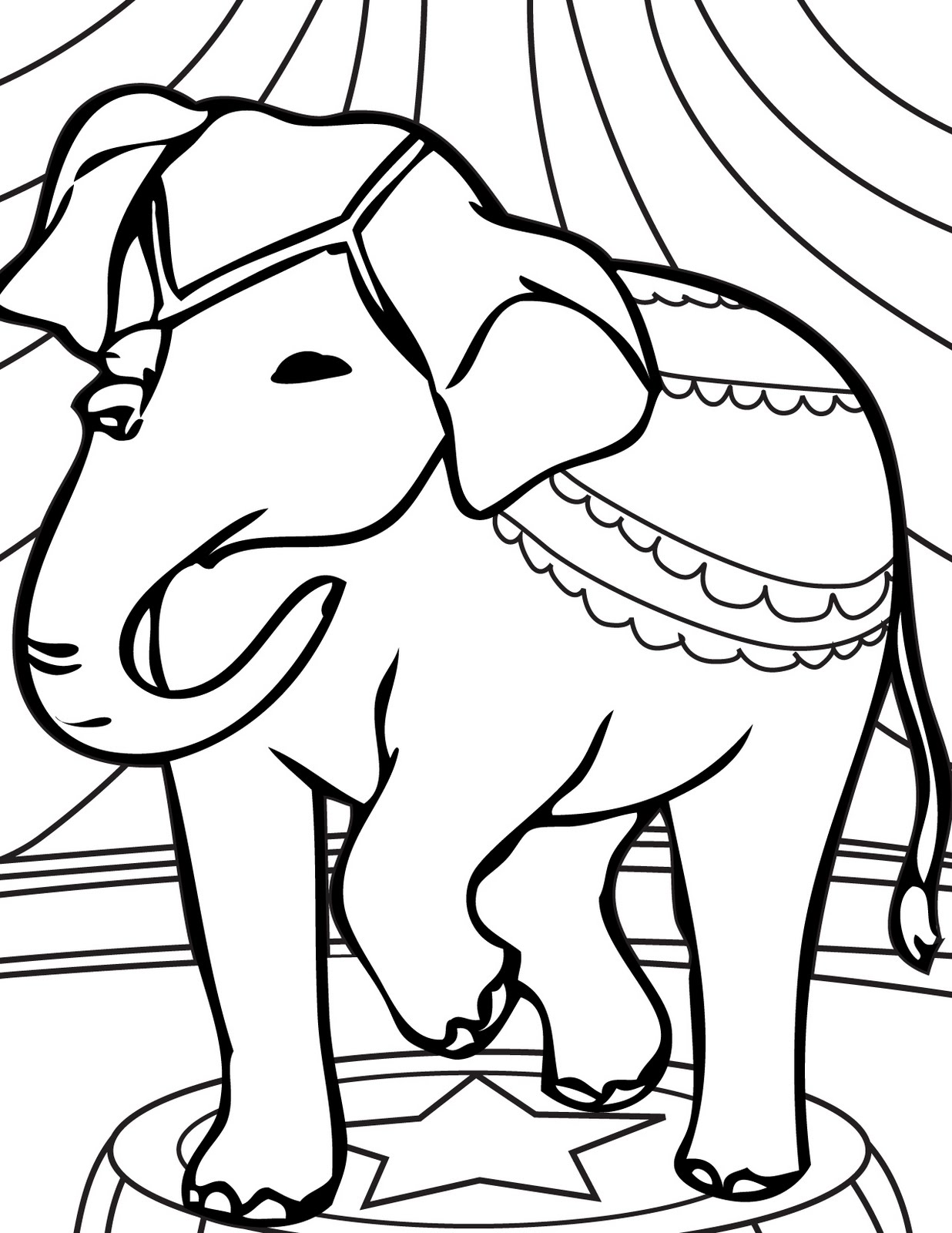 Dibujo de Elefante en Circo para Colorear