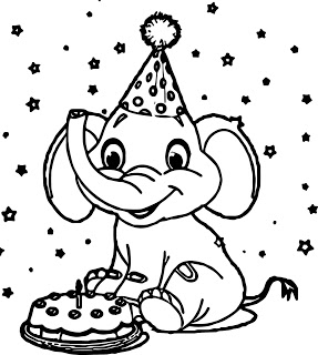 Dibujo de Feliz día del Elefante para Colorear