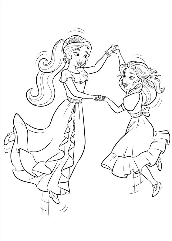 Dibujo de Elena e Isabel Bailando para Colorear