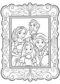 Dibujo de Foto de Familia Elena para Colorear