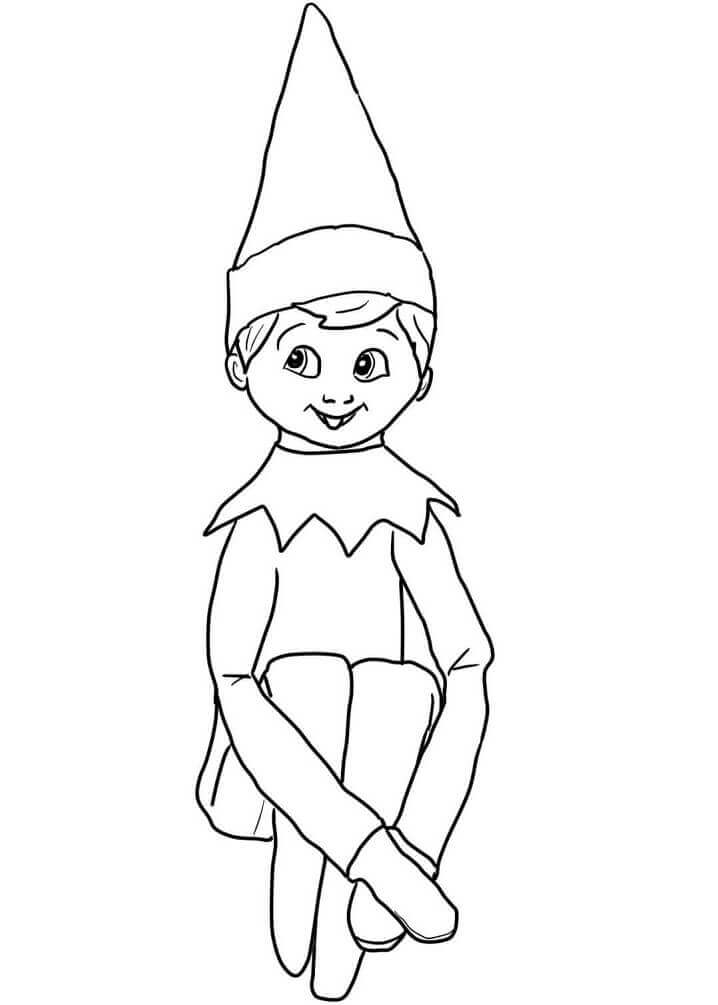 Dibujo de Duende navideño en el Estante para Colorear