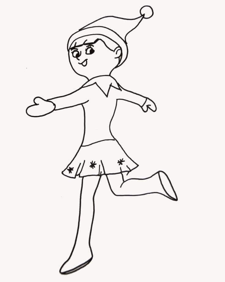 Dibujo de Elfo Asombroso en el Estante para Colorear