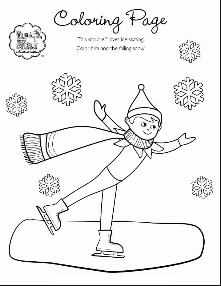 Dibujo de Elfo de Patinaje Sobre Hielo en el Estante para Colorear