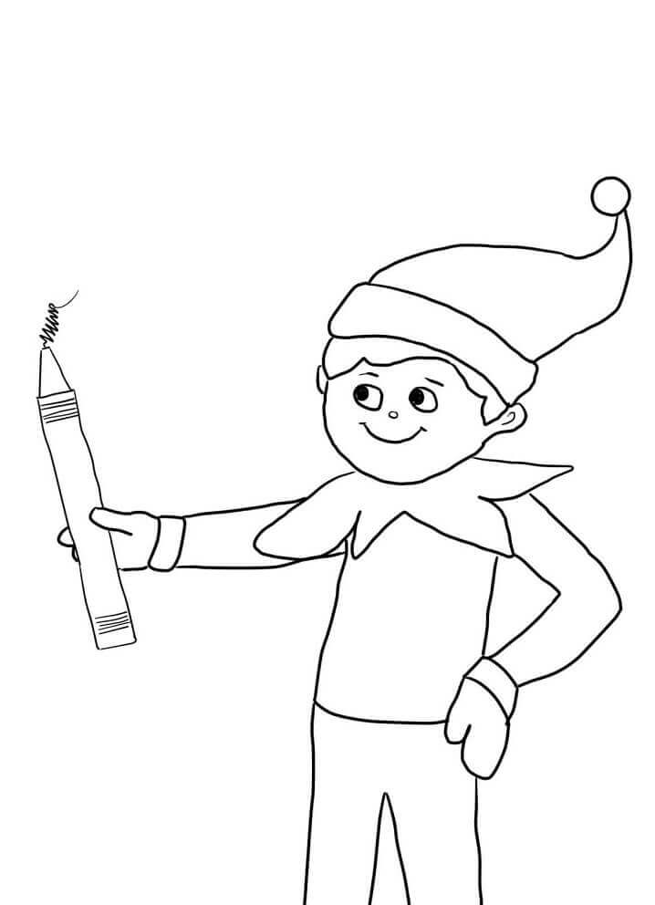 Dibujo de Elfo en el Estante con lápiz para Colorear