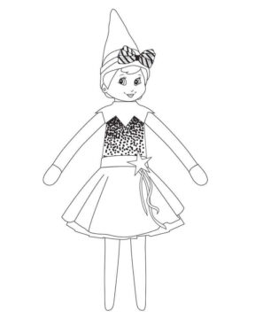 Dibujo de Linda Chica Elfa en el Estante para Colorear