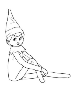 Dibujo de Lindo Elfo en el Estante para Colorear