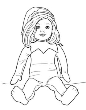 Dibujo de Niña Elfo en el Estante Sentado para Colorear