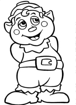 Dibujo de Elfo Feliz 1 para Colorear