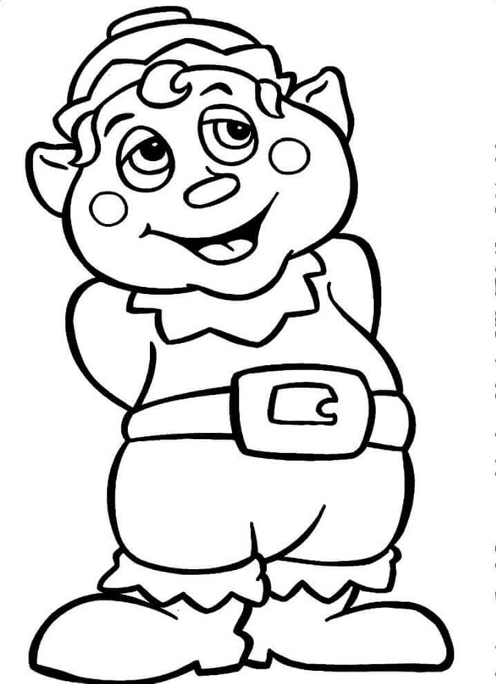 Dibujo de Elfo Feliz 1 para Colorear