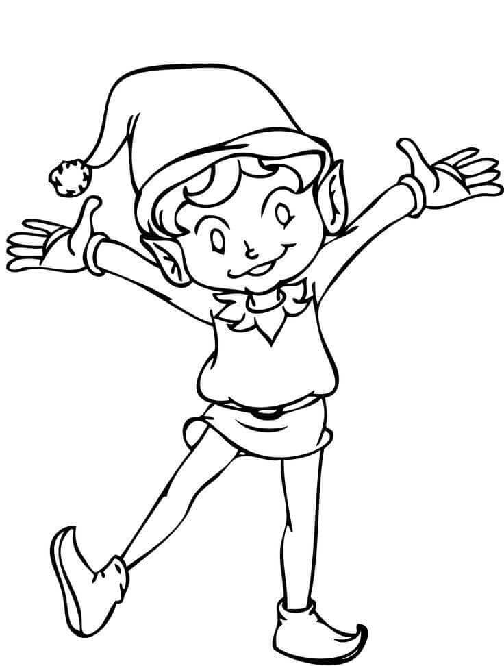 Dibujo de Elfo Se Ve Feliz 1 para Colorear