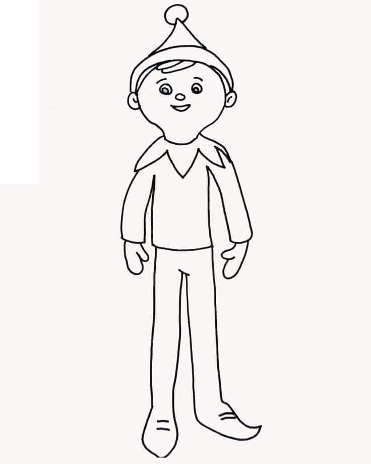 Dibujo de Feliz Elfo Nio 1 para Colorear