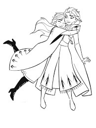 Dibujo de Anna Abraza a Elsa para Colorear