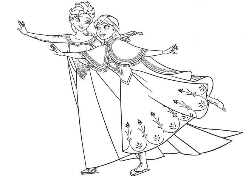 Dibujo de Elsa y Anna 2 para Colorear