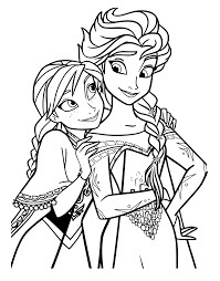Dibujo de Elsa y Anna Estan Felices para Colorear