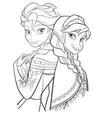 Dibujo de Elsa y Anna Mirando al Cielo para Colorear