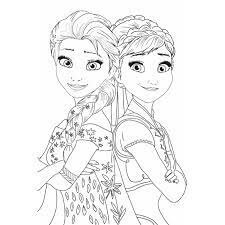 Dibujo de Elsa y Anna Sonriendo para Colorear
