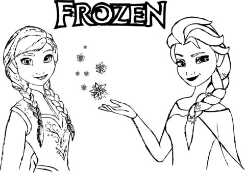 Dibujo de Frío Elsa y Anna para Colorear