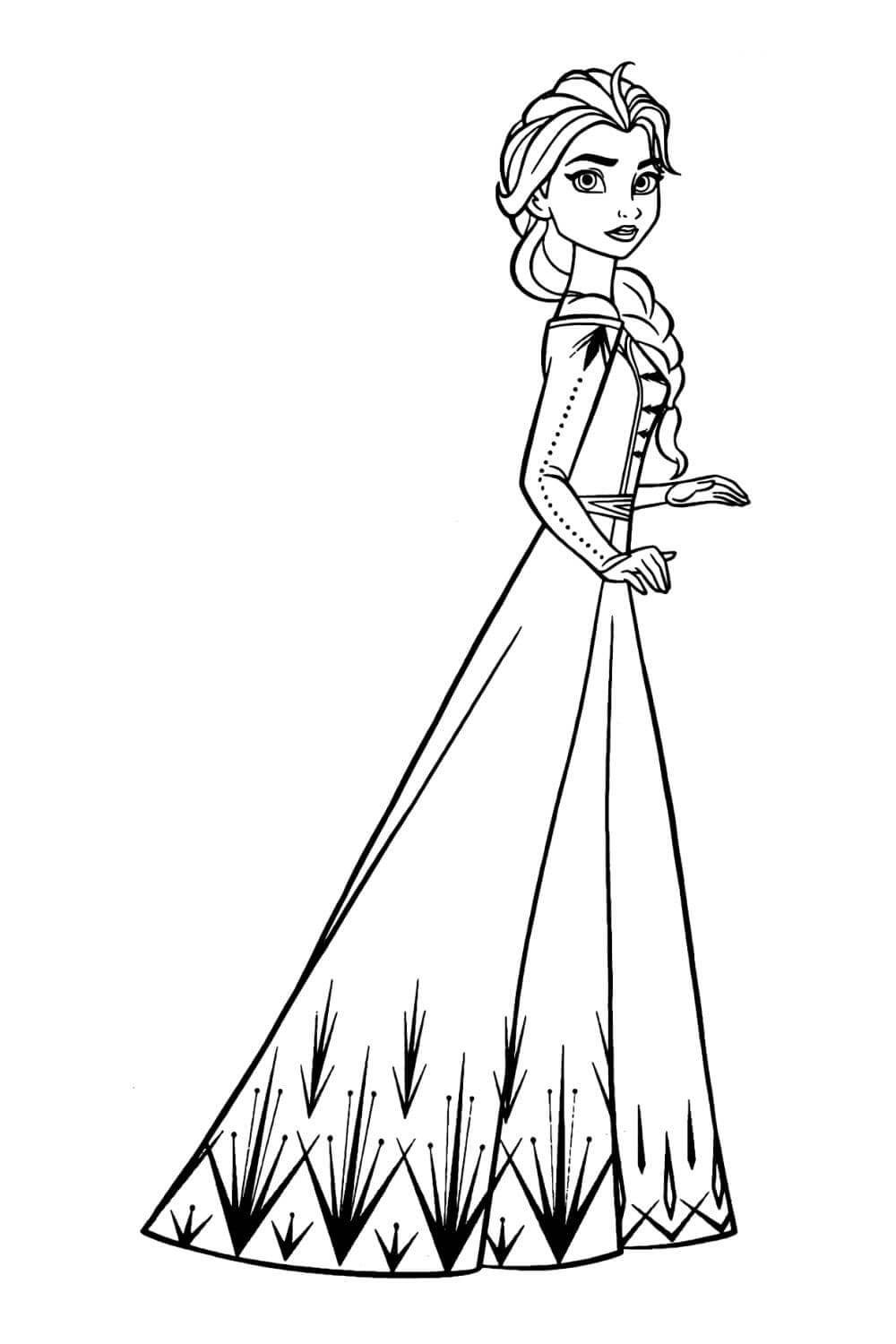 Dibujo de Bella Elsa Triste para Colorear