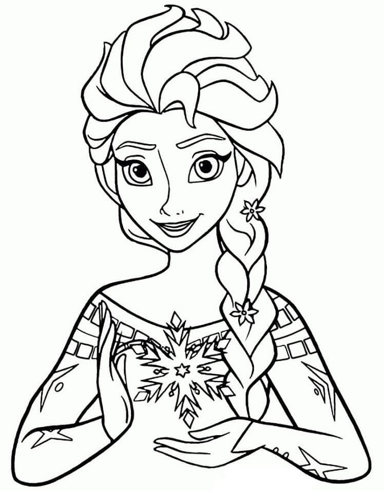Dibujo de Dulce Elsa Sonriendo para Colorear