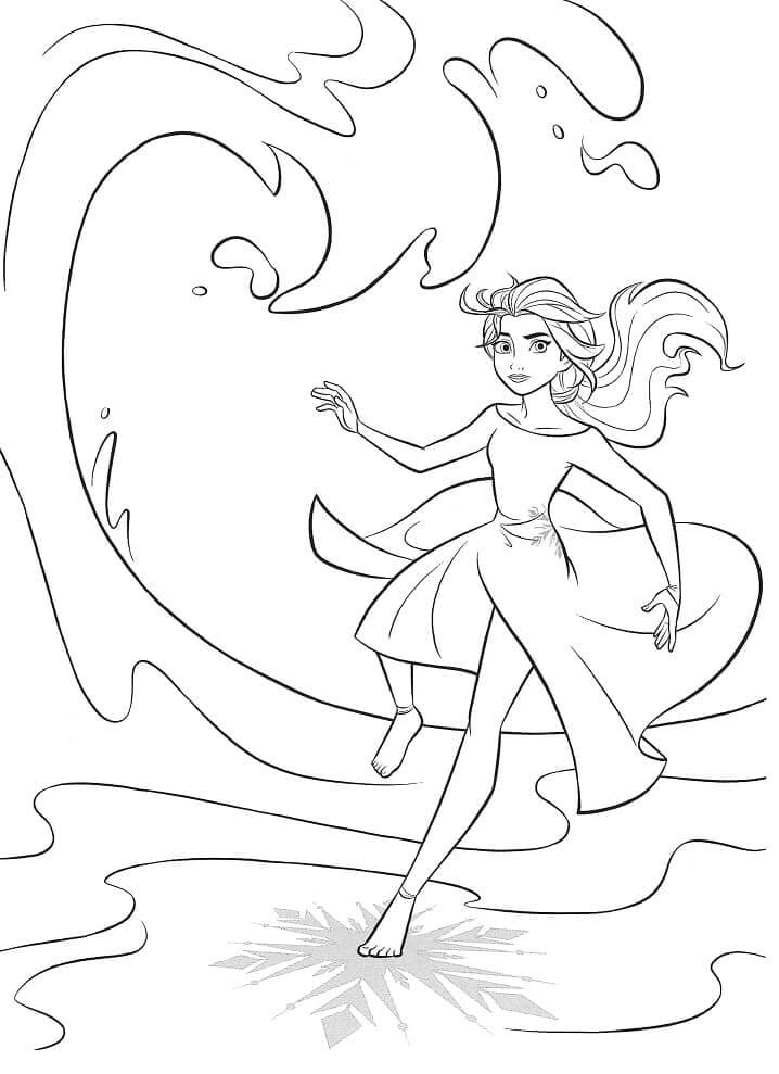 Dibujo de Elsa Corre en la Playa para Colorear