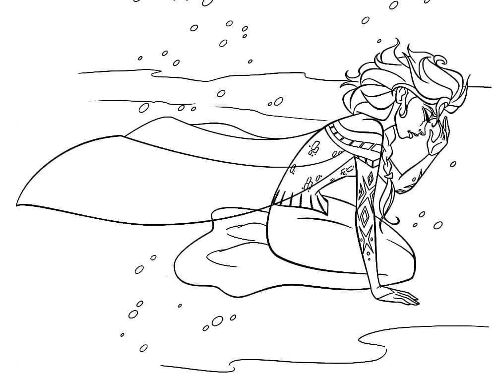 Dibujo de Elsa Esta Triste para Colorear