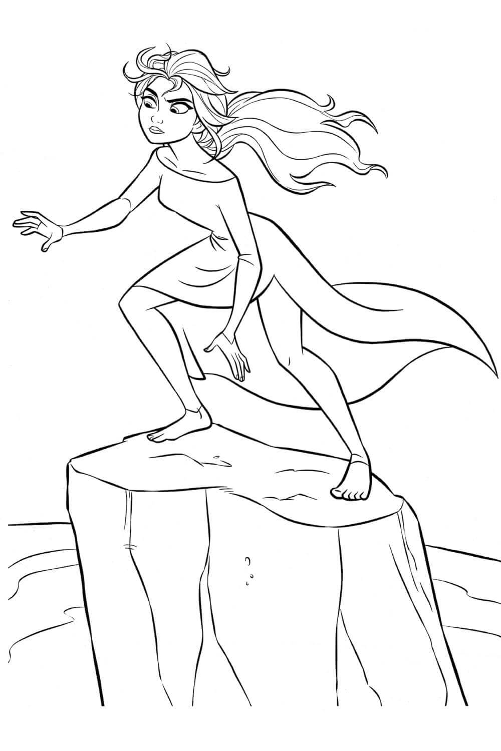 Dibujo de Elsa Sobre Hielo para Colorear
