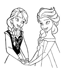 Dibujo de Elsa y Anna Cogidas de la Mano para Colorear