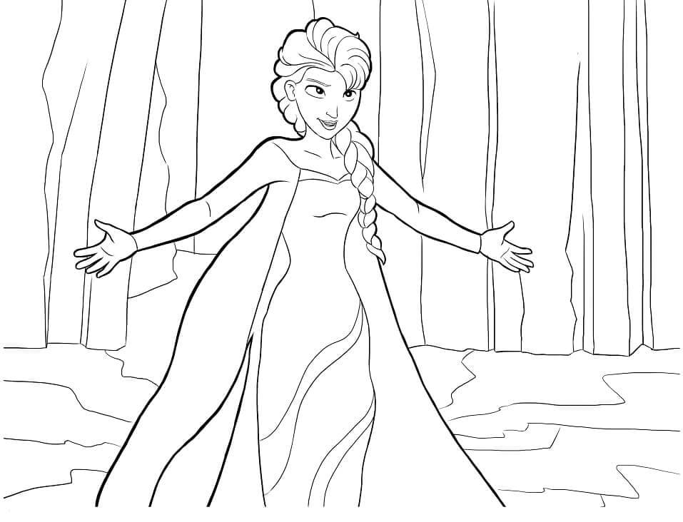 Dibujo de Hermosa canción de Elsa para Colorear