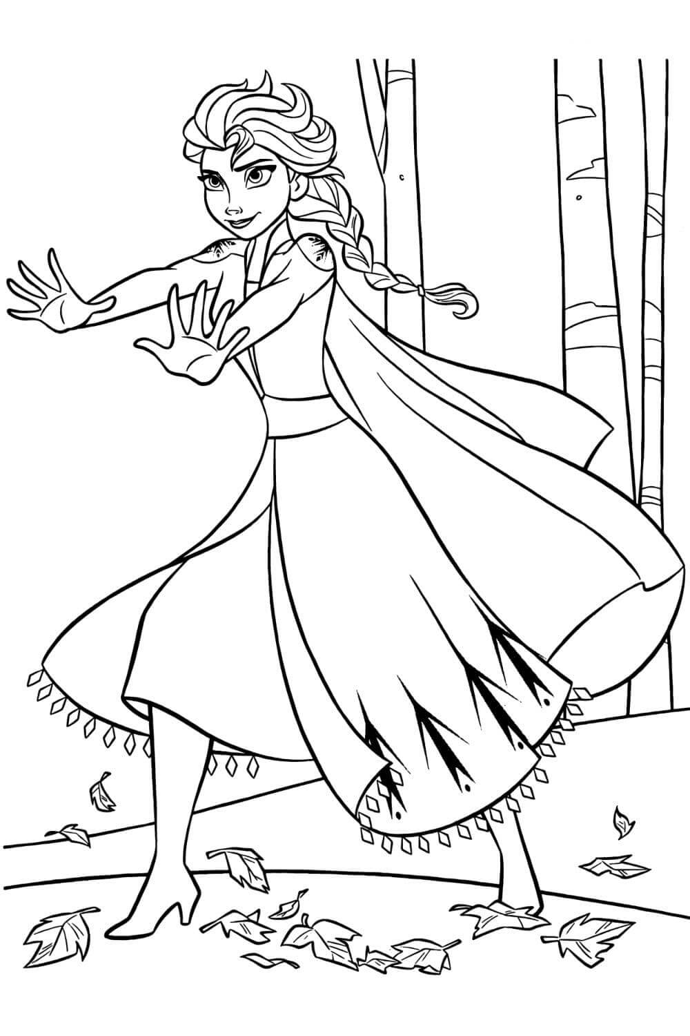 Dibujo de Hermosa Elsa Sonriendo para Colorear