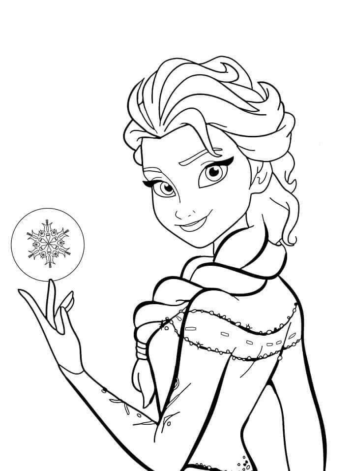 Dibujo de Hermosa Elsa Sonriente para Colorear