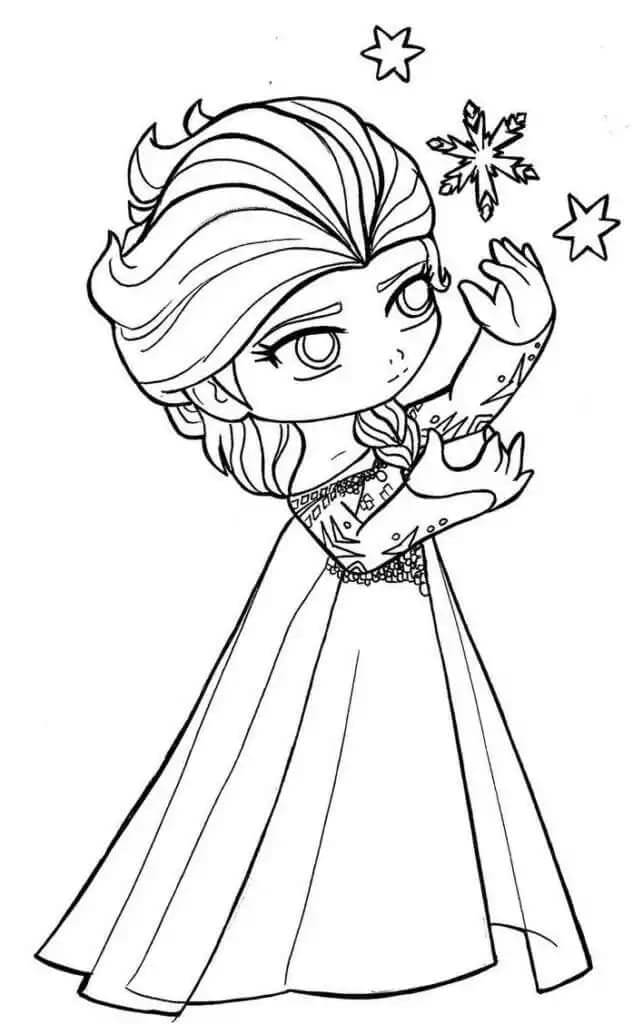 Dibujo de Pequeña y Linda Elsa para Colorear