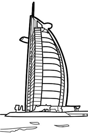Dibujo de Burj al Arab 3 para Colorear