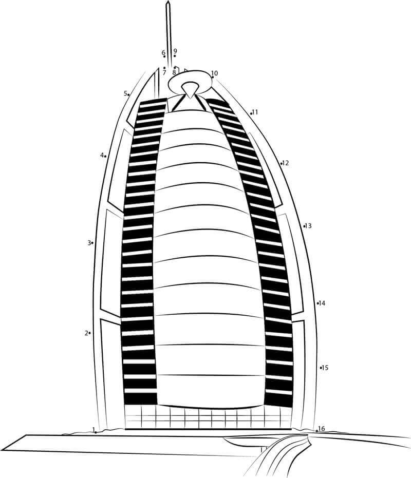 Dibujo de Burj al Arab 4 para Colorear