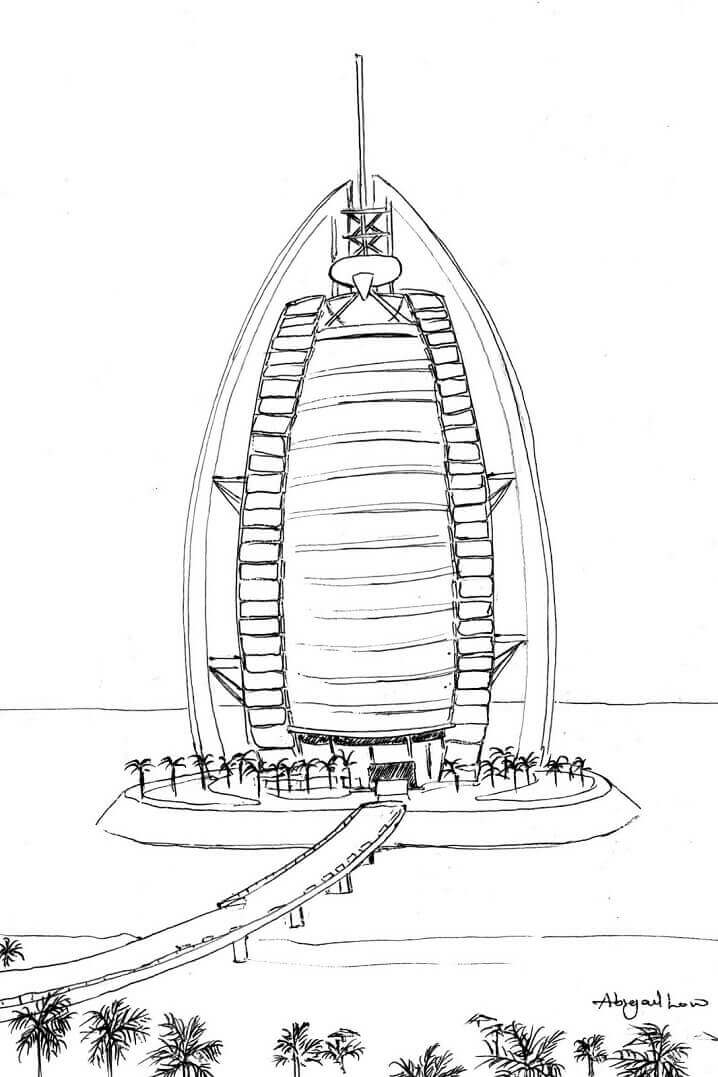 Dibujo de Burj al Arab 5 para Colorear