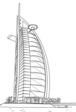 Dibujo de Burj al Arab en Dubai para Colorear