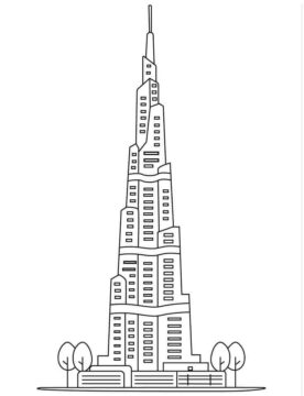 Dibujo de Burj Khalifa 1 para Colorear