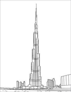 Dibujo de Burj Khalifa en Dubai para Colorear