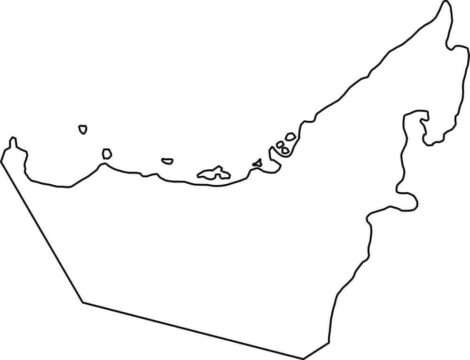 Dibujo de Mapa de Contorno de los Emiratos Rabes Unidos para Colorear
