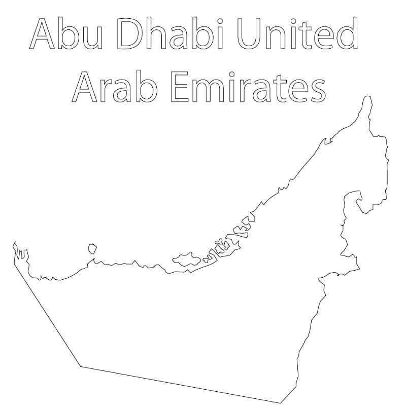 Dibujo de Mapa de Emiratos Rabes Unidos 1 para Colorear