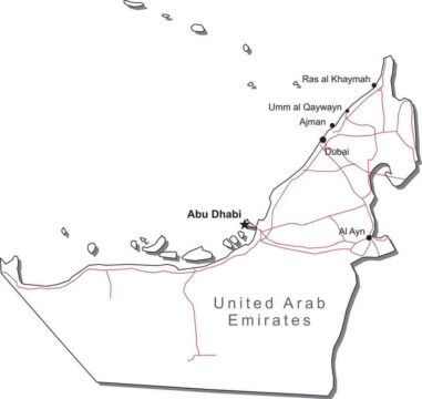 Dibujo de Mapa de Emiratos Rabes Unidos para Colorear
