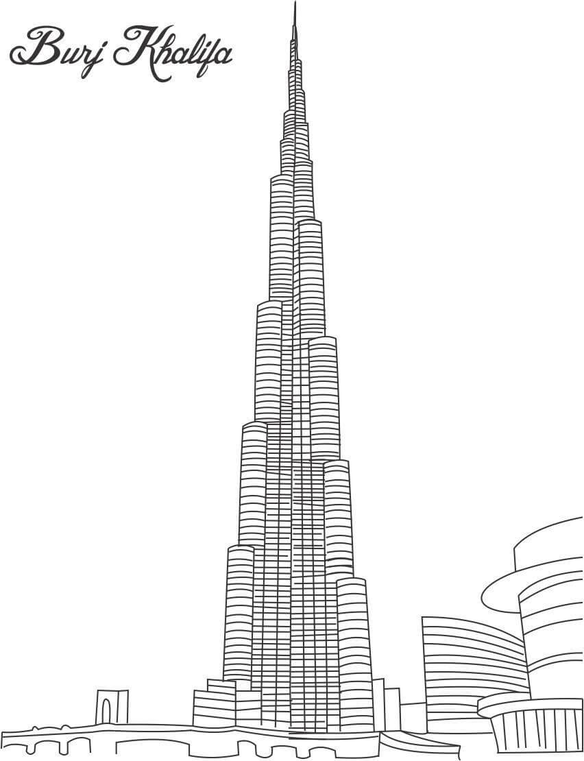 Dibujo de Torre Burj Khalifa para Colorear