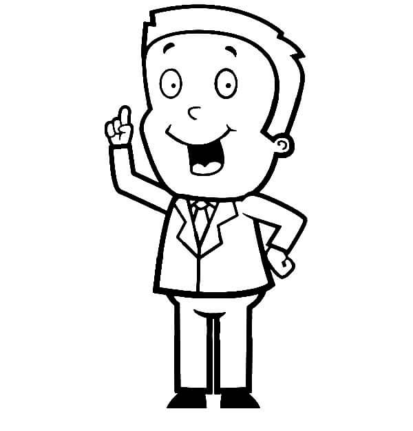 Dibujo de Empresario Expresando una Idea para Colorear
