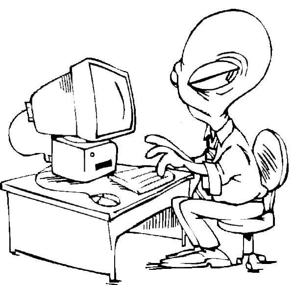 Dibujo de Hombre de Negocios Aliengena No Feliz para Colorear