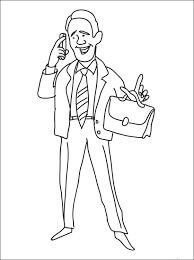 Dibujo de Hombre de Negocios Escuchar el Telfono para Colorear