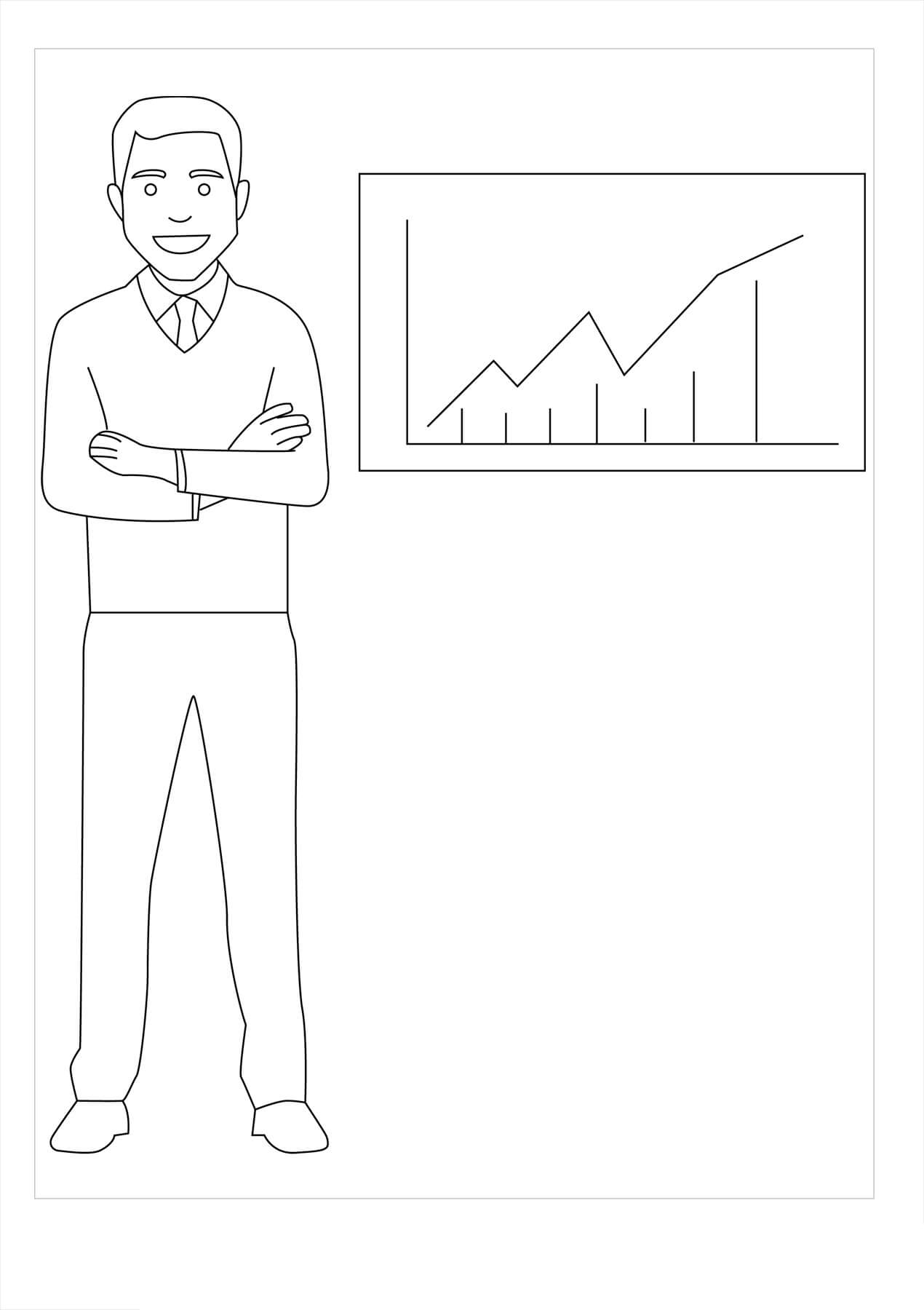 Dibujo de Hombre de Negocios Feliz para Colorear
