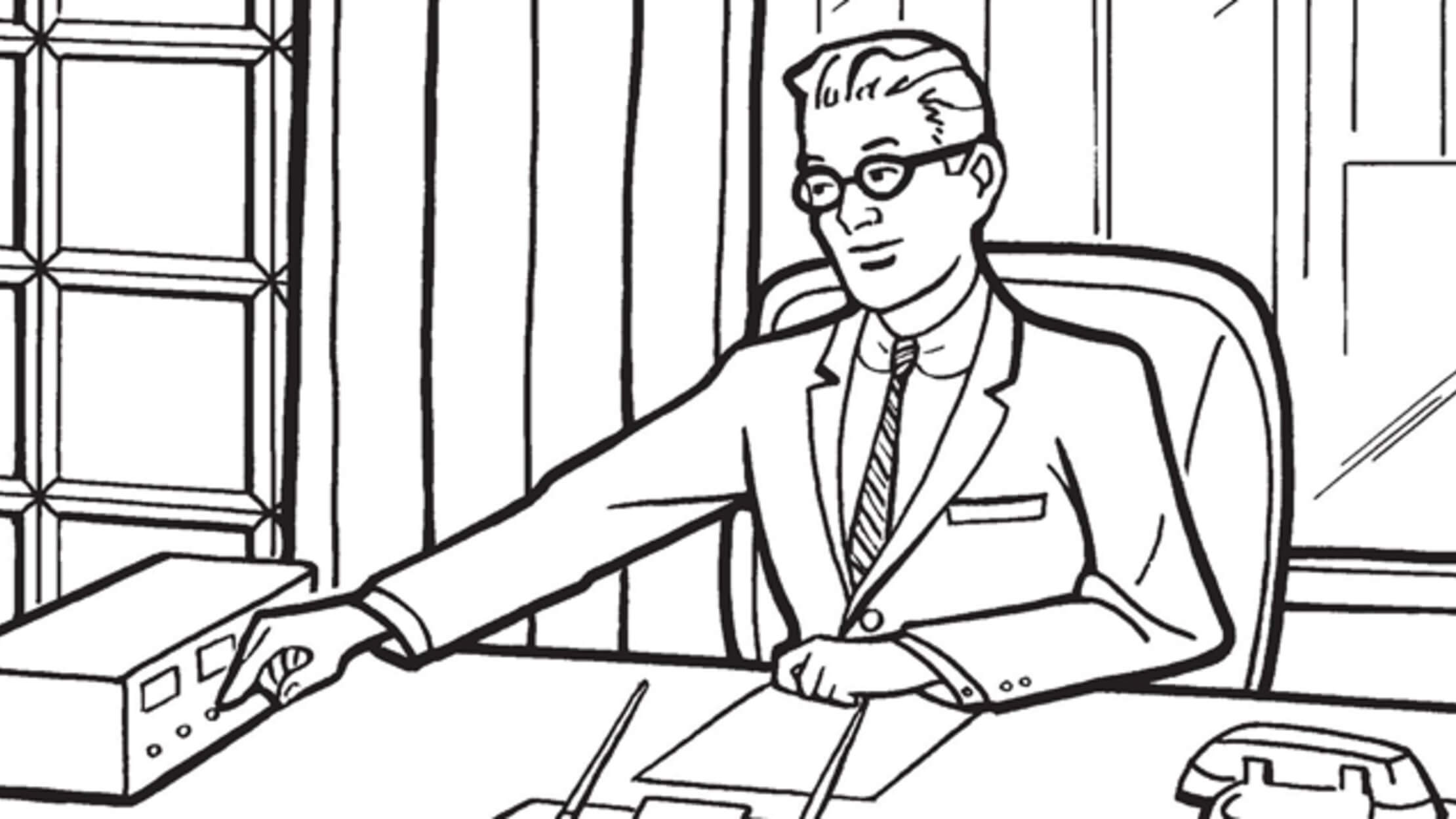 Dibujo de Hombre de Negocios Genial para Colorear