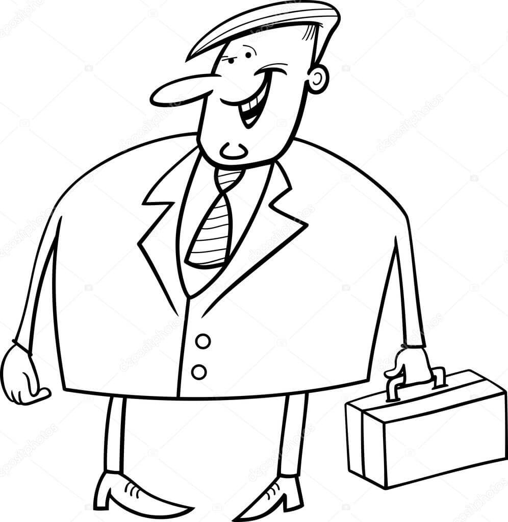 Dibujo de Hombre de Negocios Gordo para Colorear