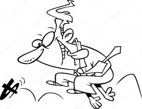 Dibujo de Hombre de Negocios Perseguir Dinero para Colorear