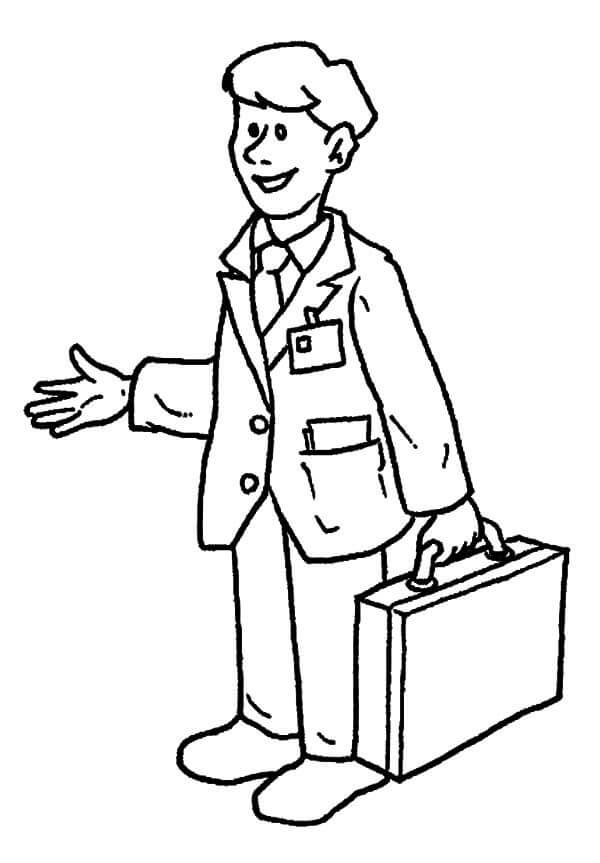 Dibujo de Hombre de Negocios Sonriente para Colorear