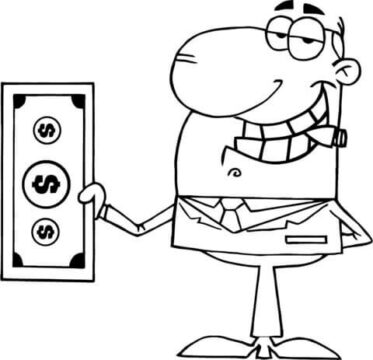 Dibujo de Hombre de Negocios Tenencia Dlar Grande para Colorear